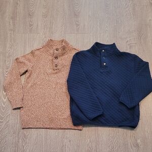 Carter's Tan Knit and Blue Quilted Sweaters